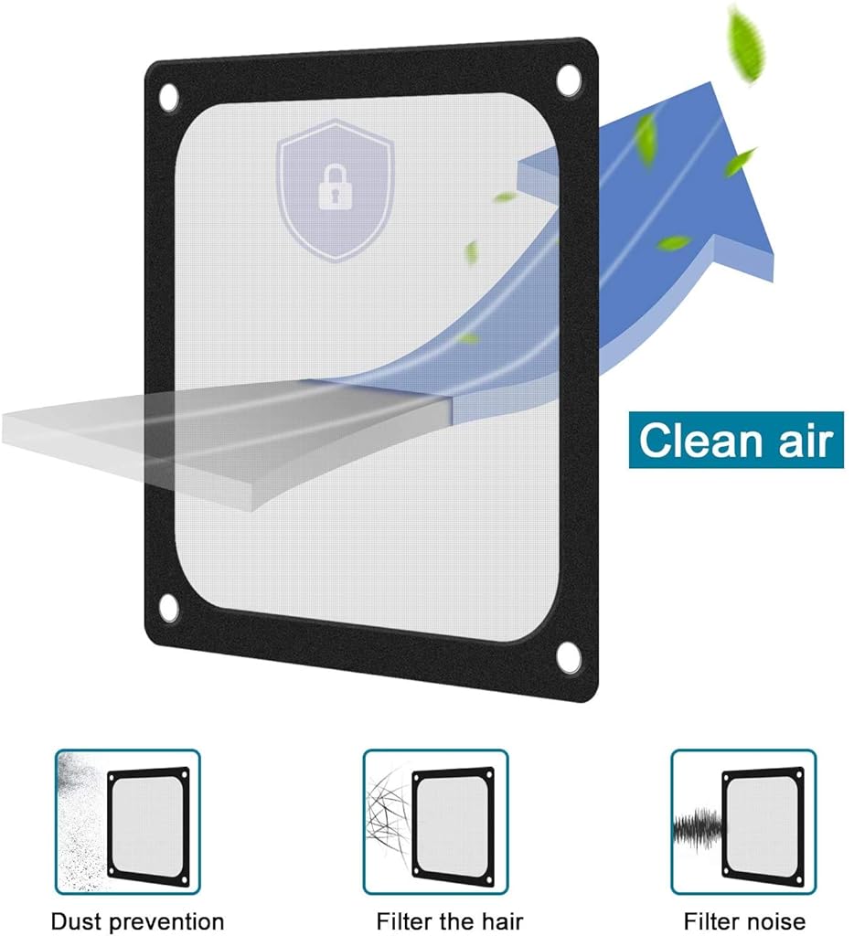 HASTHIP® 2 Pcs 120mm Aluminum Alloy & Stainless Mesh Fan Filter Dust Guard, Black, Anti-Rust, Easy to Clean, Wave-Folded Design, High Airflow, Noise Reduction for PC Case & Speaker Grille HASTHIP® 2 Pcs 120mm Aluminum Alloy & Stainless Mesh Fan Filter Dust Guard, Black, Anti-Rust, Easy to Clean, Wave-Folded Design, High Airflow, Noise Reduction for PC Case & Speaker Grille